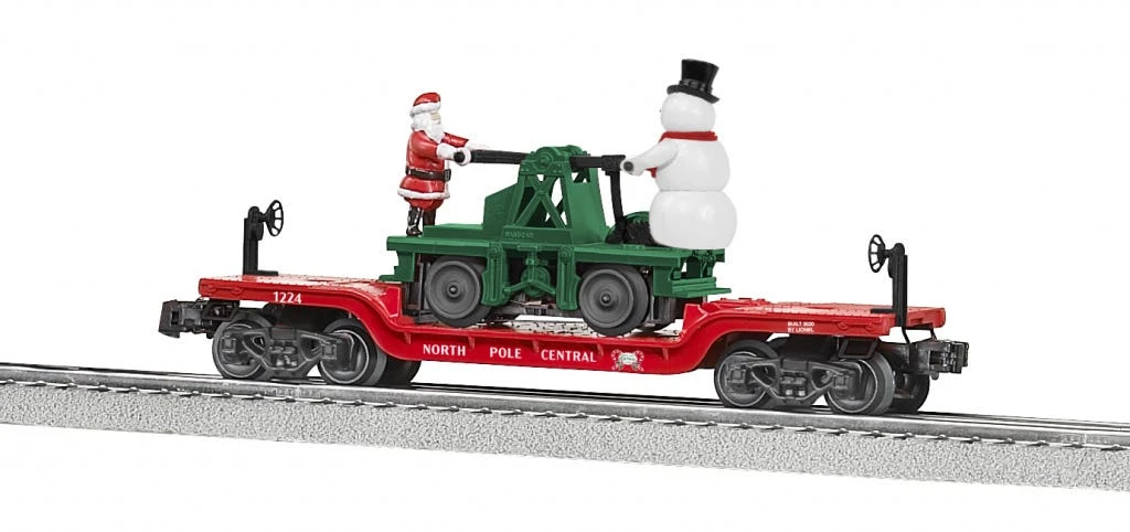 Lionel 2128260 O North Pole Central Flatcar With Handcar